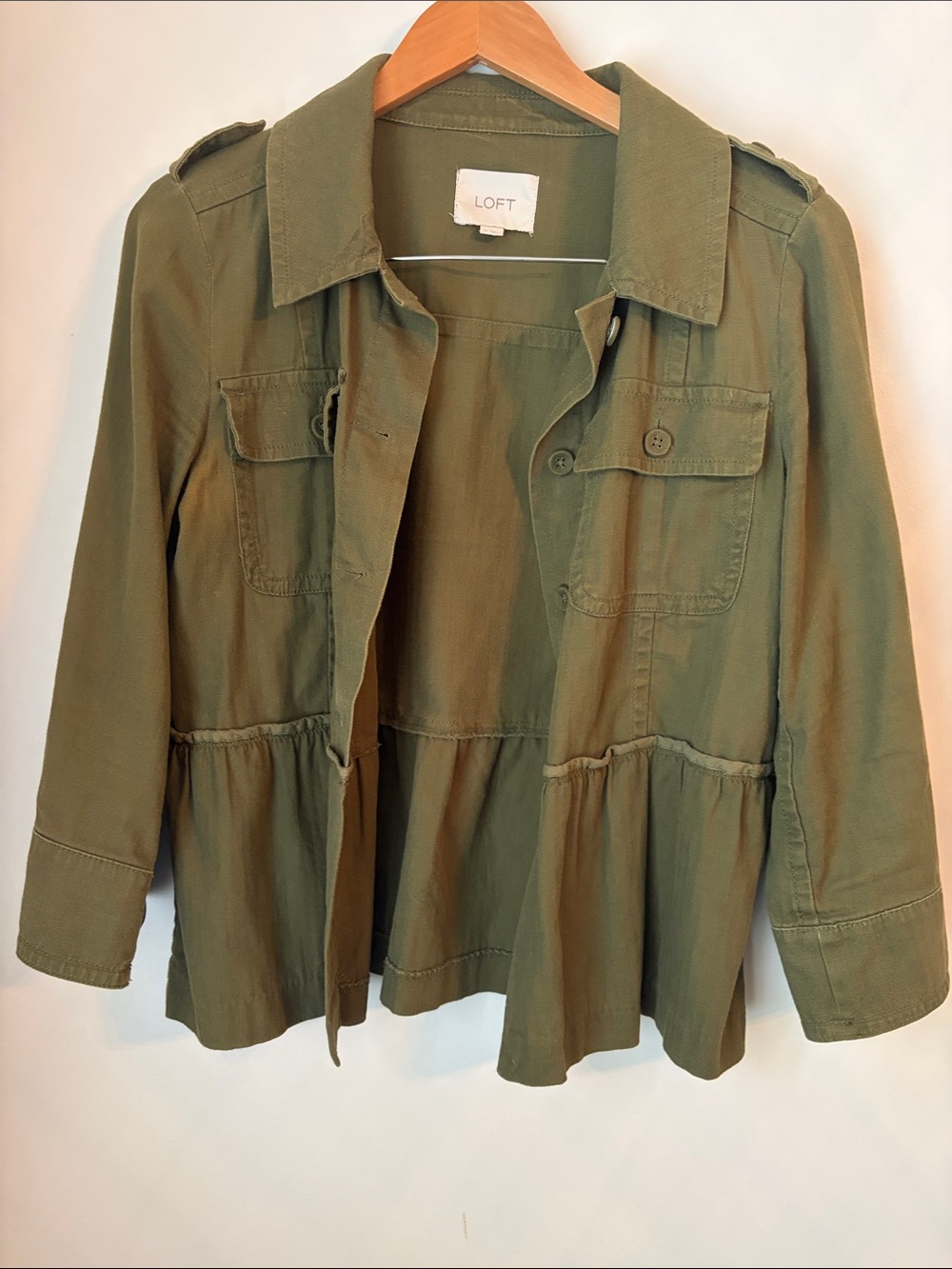 LOFT Women's Olive Utility Peplum Jacket